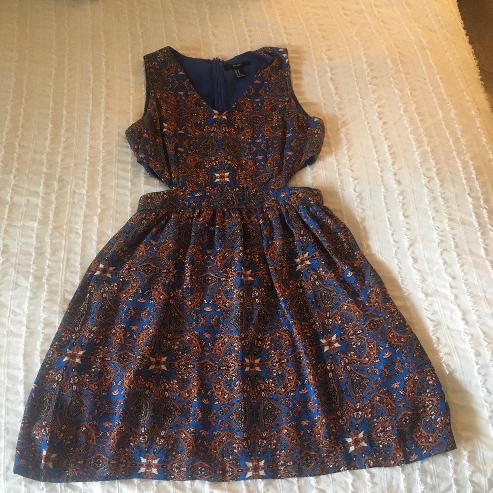 Orange & Blue Forever 21 Cutout Dress